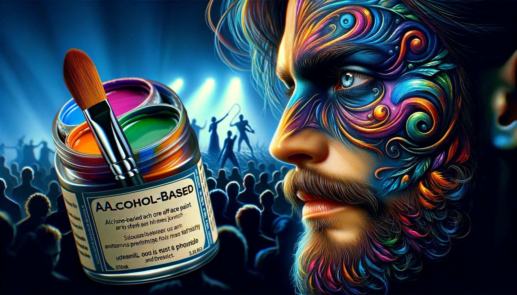 Alcohol-Based Face Paint on a men face