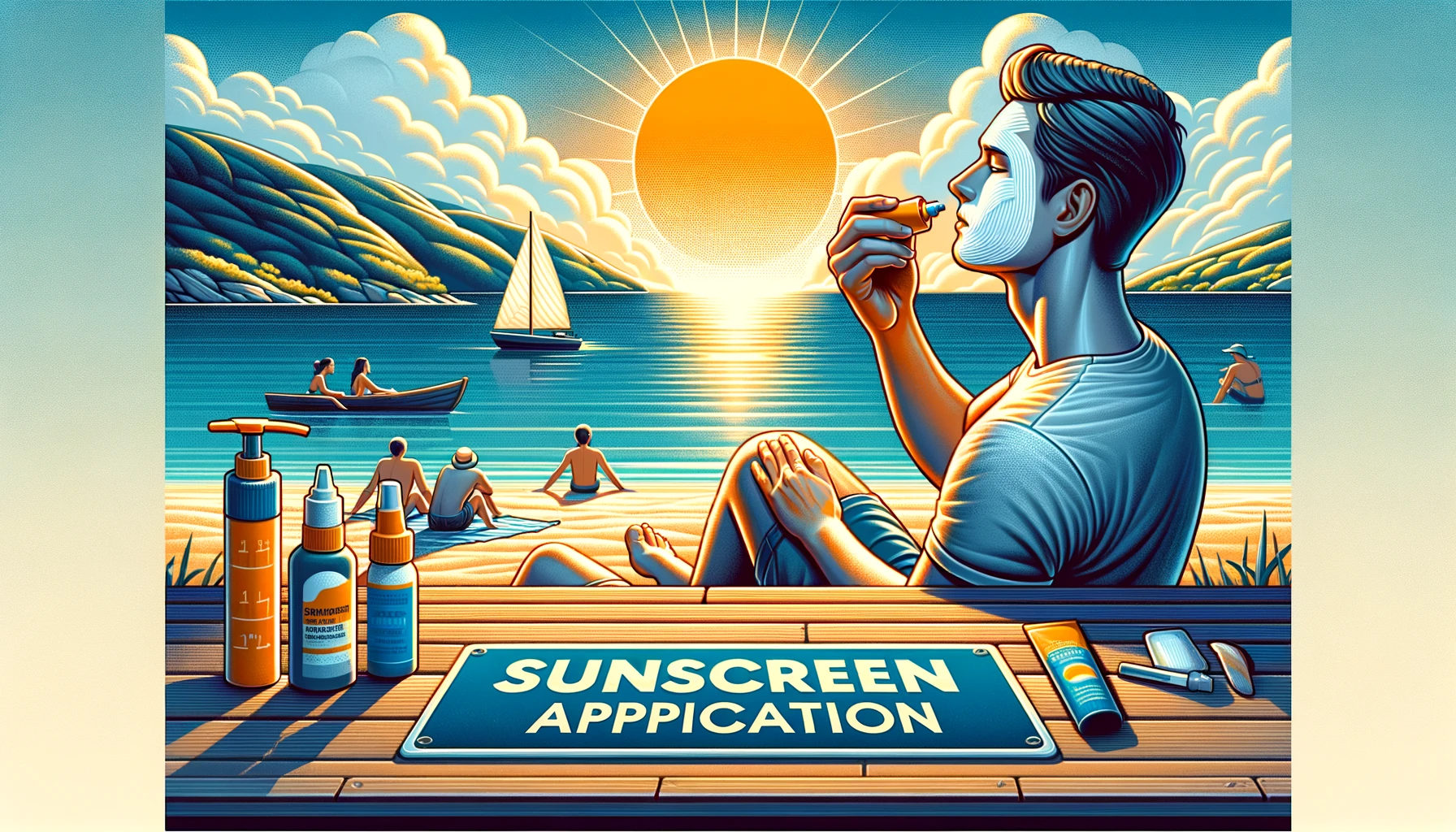 Image illustrating Sunscreen Application effects face tanning