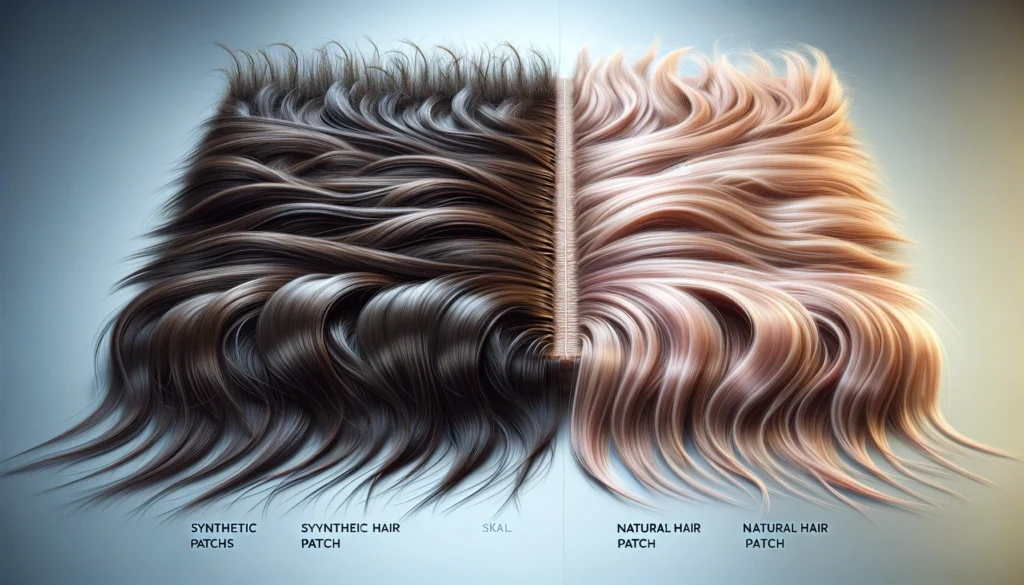 Image illustrating Synthetic Hair Patches vs Natural Hair Patches