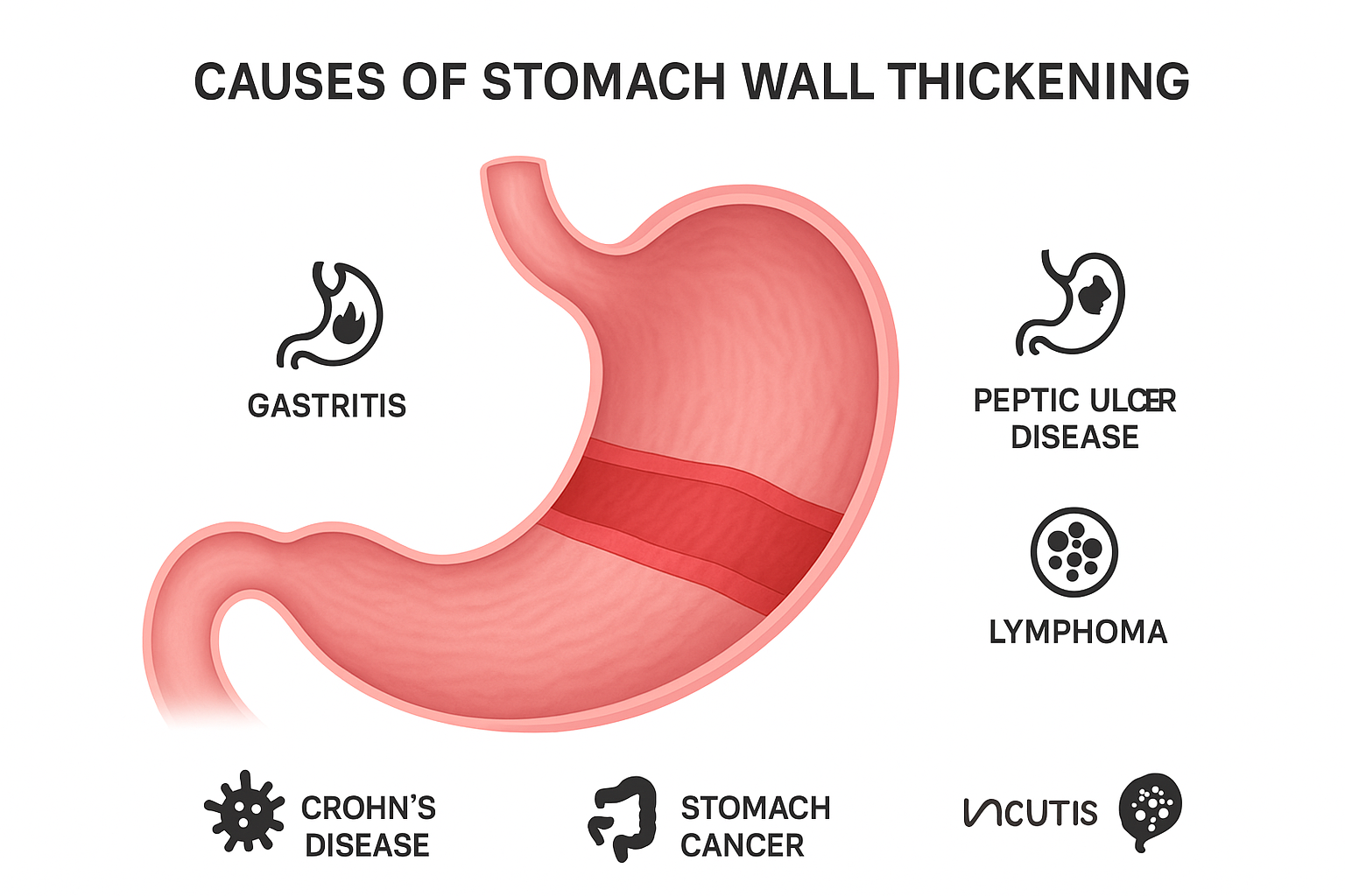 causes of stomach wall thickening