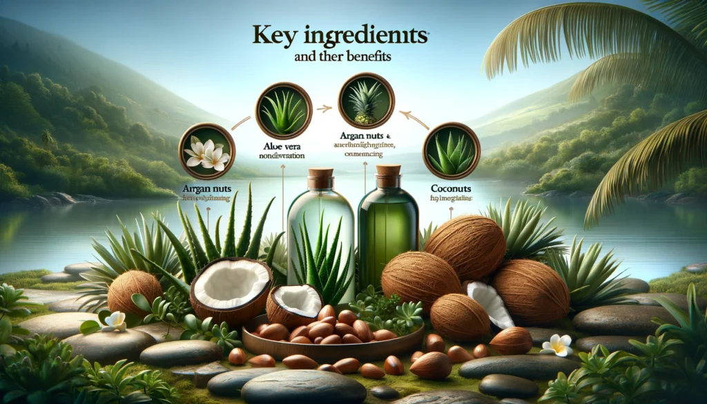 image showcasing the key ingredients of Herbal Essences products and their benefits