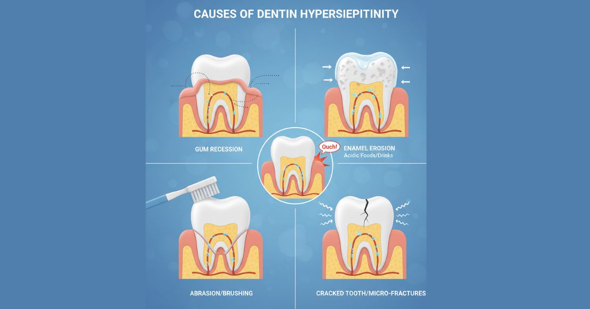 USUAL CAUSES OF DENTIN SENSITIVITY OF THE TEETH USUAL CAUSES OF DENTIN SENSITIVITY OF THE TEETH